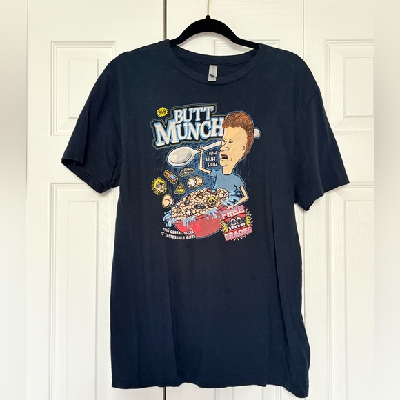 Beavis and Butthead Butt Munch Men's Graphic Short Sleeve T-Shirt Blue Size L - Picture 2 of 4